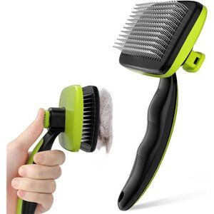 Self-Cleaning Slicker Brush for Dogs, Cats, Lightweight Dog Brush for Shedding